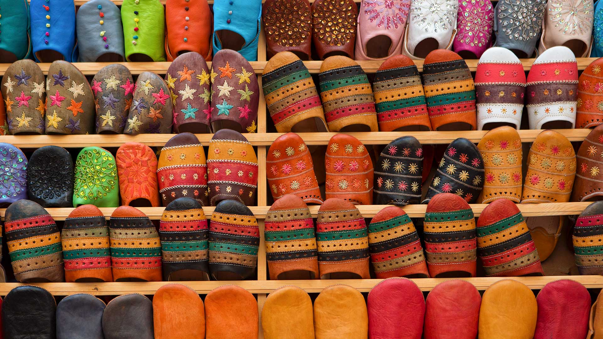 Typical Moroccan shoes, Medina of Fes